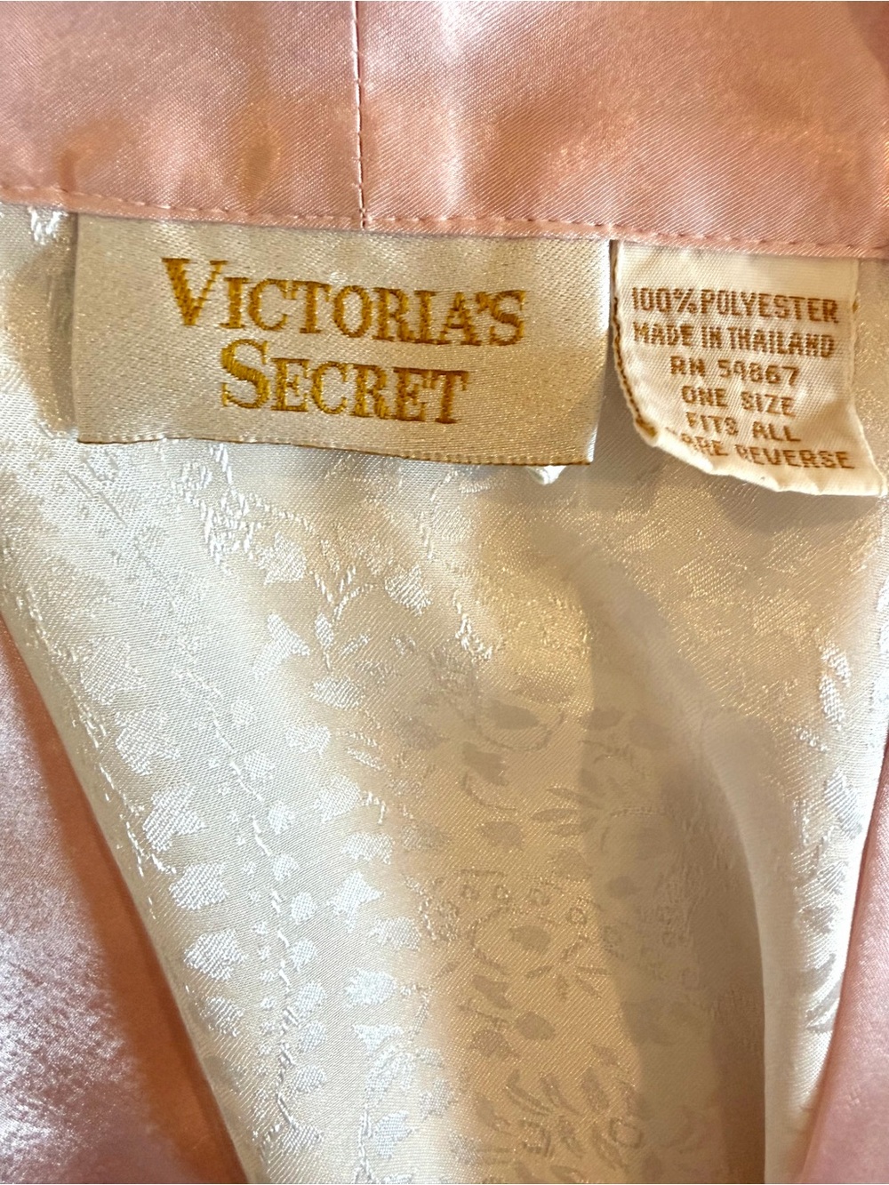 Gold Label Vintage Victoria's Secret Ivory with Petal Pink Satin Trim Robe - Picture 1 of 5